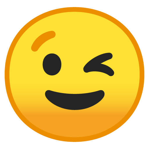 Winking Face as drawn by Google in Android 8.0