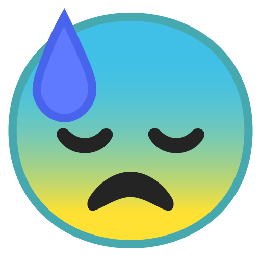 Downcast Face with Sweat as drawn by Google in Android 8.0