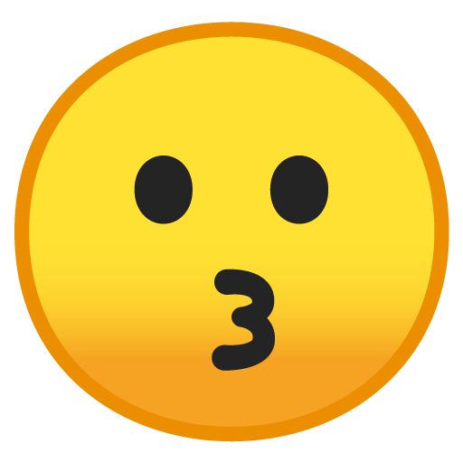 Kissing Face as drawn by Google in Android 8.0