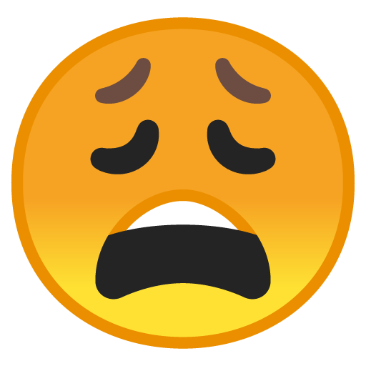 Weary Face as drawn by Google in Android 8.0