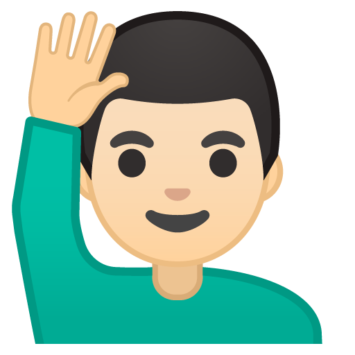 Man Raising Hand: Light Skin Tone, the design in this release