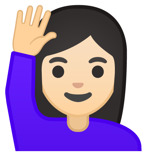 Person Raising Hand: Light Skin Tone, the design in this release