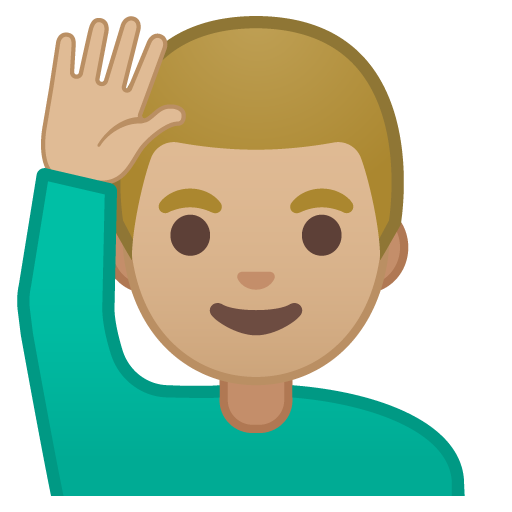 Man Raising Hand: Medium-Light Skin Tone, the design in this release