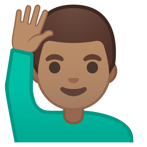Man Raising Hand: Medium Skin Tone, the design in this release