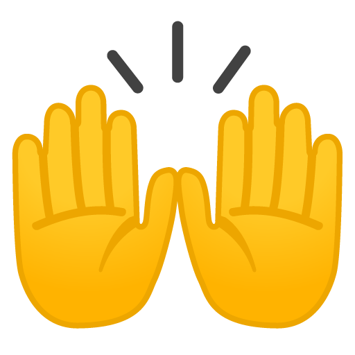 Zwei Erhobene Handflächen as drawn by Google in Android 8.0