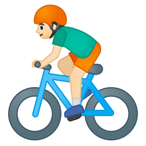 Person Biking: Light Skin Tone, the design in this release
