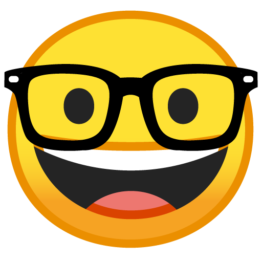 Nerd Face as drawn by Google in Android 8.0