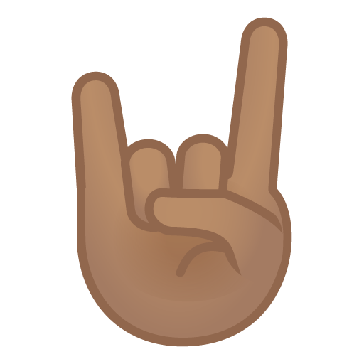 Sign of the Horns: Medium Skin Tone as drawn by Google in Android 8.0