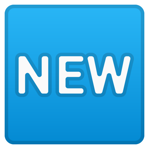 Wort „New“ in Blauem Quadrat as drawn by Google in Android 8.1
