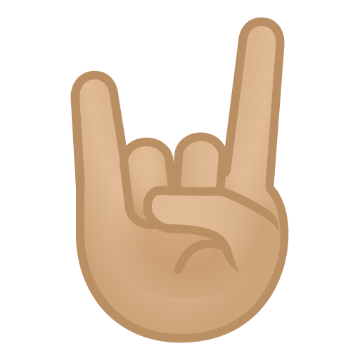 Sign of the Horns: Medium-Light Skin Tone as drawn by Google in Android 8.1