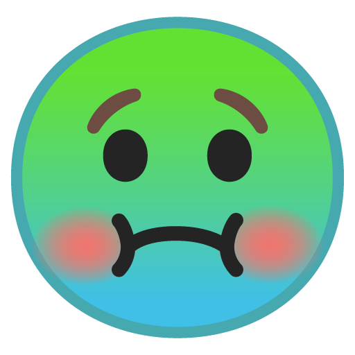 Nauseated Face as drawn by Google in Android 8.1