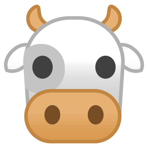 Cow Face as drawn by Google in Android 9.0
