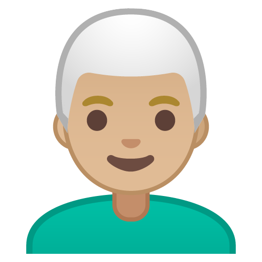 Man: Medium-Light Skin Tone, White Hair, the design in this release