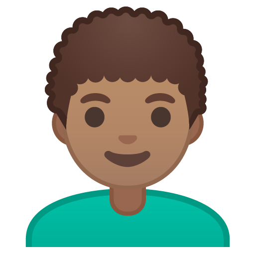 Man: Medium Skin Tone, Curly Hair, the design in this release