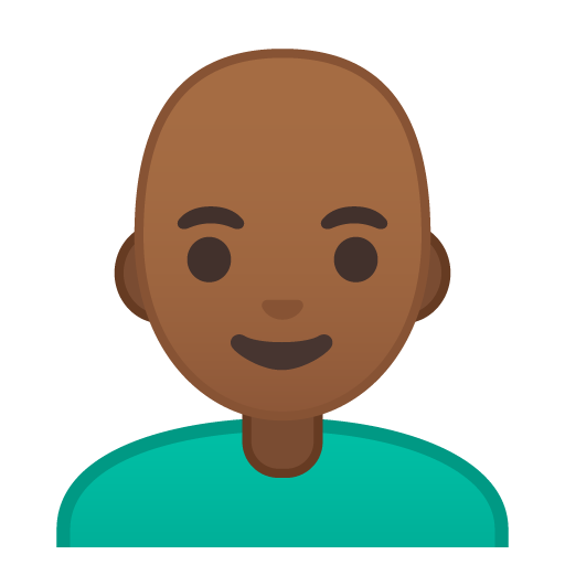 Man: Medium-Dark Skin Tone, Bald, the design in this release