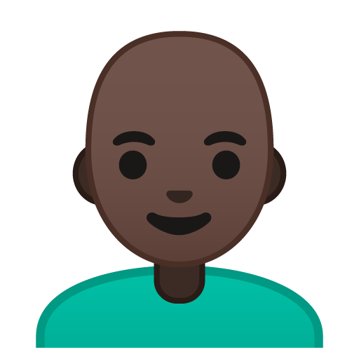 Man: Dark Skin Tone, Bald, the design in this release