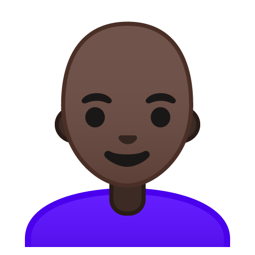 Woman: Dark Skin Tone, Bald, the design in this release