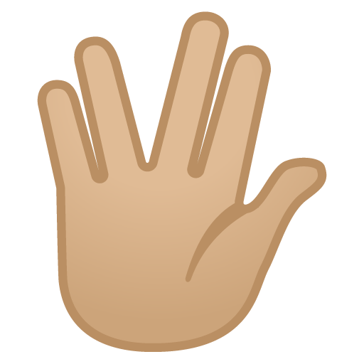 Vulcan Salute: Medium-Light Skin Tone as drawn by Google in Android 9.0