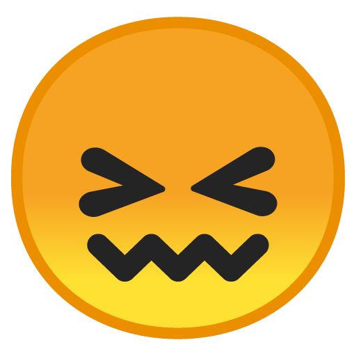 Confounded Face as drawn by Google in Android 9.0