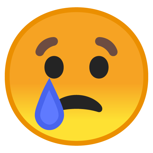Crying Face as drawn by Google in Android 9.0
