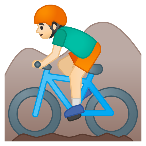 Person Mountain Biking: Light Skin Tone, the previous design