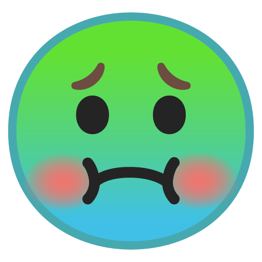 Nauseated Face as drawn by Google in Android 9.0