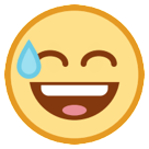 Grinning Face with Sweat as drawn by HTC in Sense 7