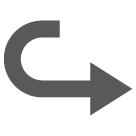 left arrow curving right as rendered by HTC