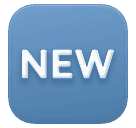 Wort „New“ in blauem Quadrat as rendered by Huawei