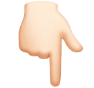 backhand index pointing down: light skin tone as rendered by Huawei