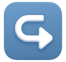 left arrow curving right as rendered by Huawei