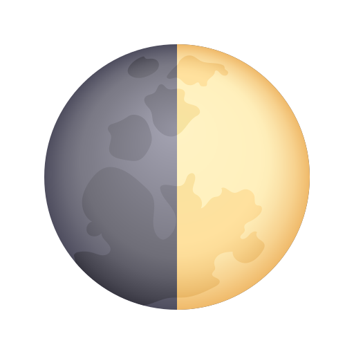 first quarter moon as rendered by Icons8