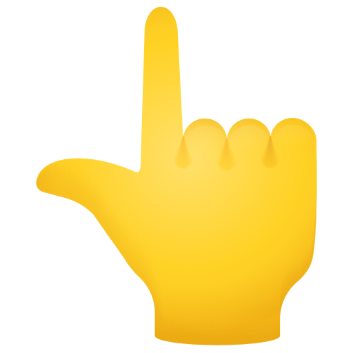 backhand index pointing up as rendered by Icons8