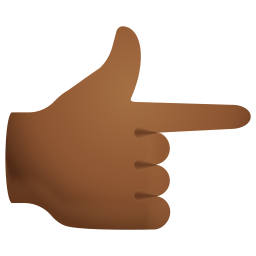backhand index pointing right: medium-dark skin tone as rendered by Icons8