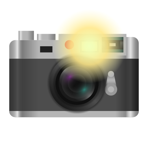 플래시를 터트리고 있는 카메라 as rendered by Icons8