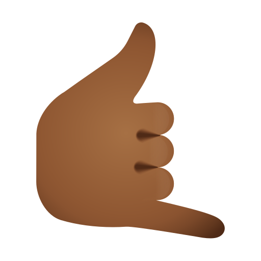 call me hand: medium-dark skin tone as rendered by Icons8