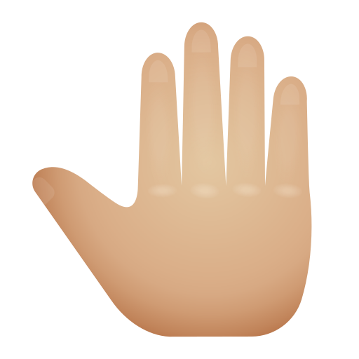 raised back of hand: medium-light skin tone as rendered by Icons8