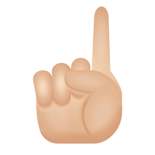 index pointing up: light skin tone as rendered by Icons8