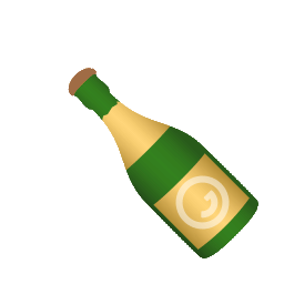 Bottle with Popping Cork as drawn by JoyPixels Animations in 1.0