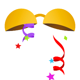 Confetti Ball as drawn by JoyPixels Animations in 1.0