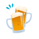 clinking beer mugs as rendered by JoyPixels Animations