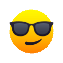 وجه مبتسم بنظارة شمس as drawn by JoyPixels Animations in 3.5