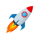 Rocket as drawn by JoyPixels Animations in 3.5