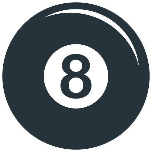 Pool 8 Ball as drawn by JoyPixels in 1.0