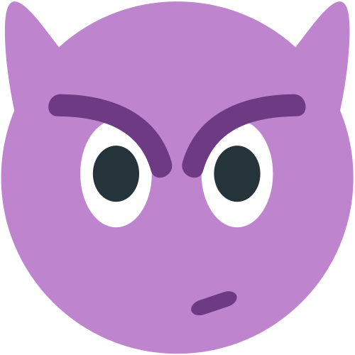 Angry Face with Horns as drawn by JoyPixels in 1.0