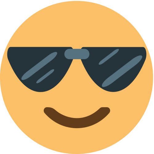 Smiling Face with Sunglasses as drawn by JoyPixels in 1.0