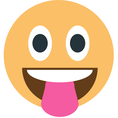 Face with Tongue as drawn by JoyPixels in 1.0