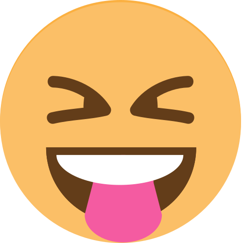 Squinting Face with Tongue as drawn by JoyPixels in 1.0