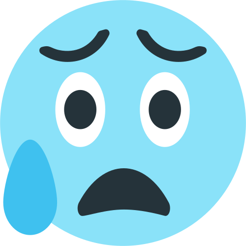 Anxious Face with Sweat as drawn by JoyPixels in 1.0