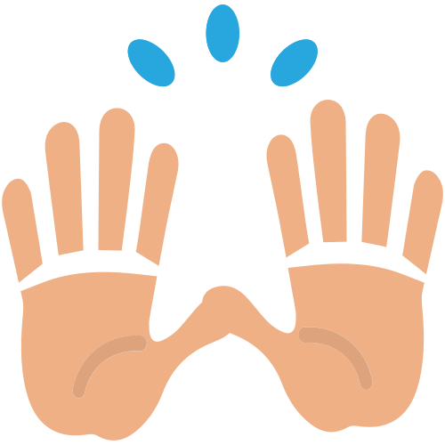 Zwei Erhobene Handflächen as drawn by JoyPixels in 1.0